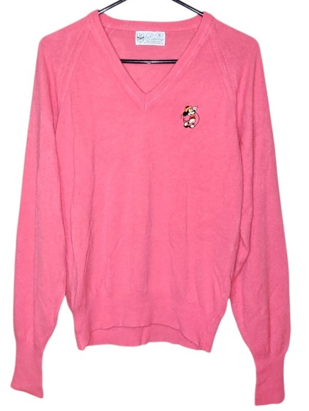 Vintage 70s Mickey Mouse Pink Golf Sweater